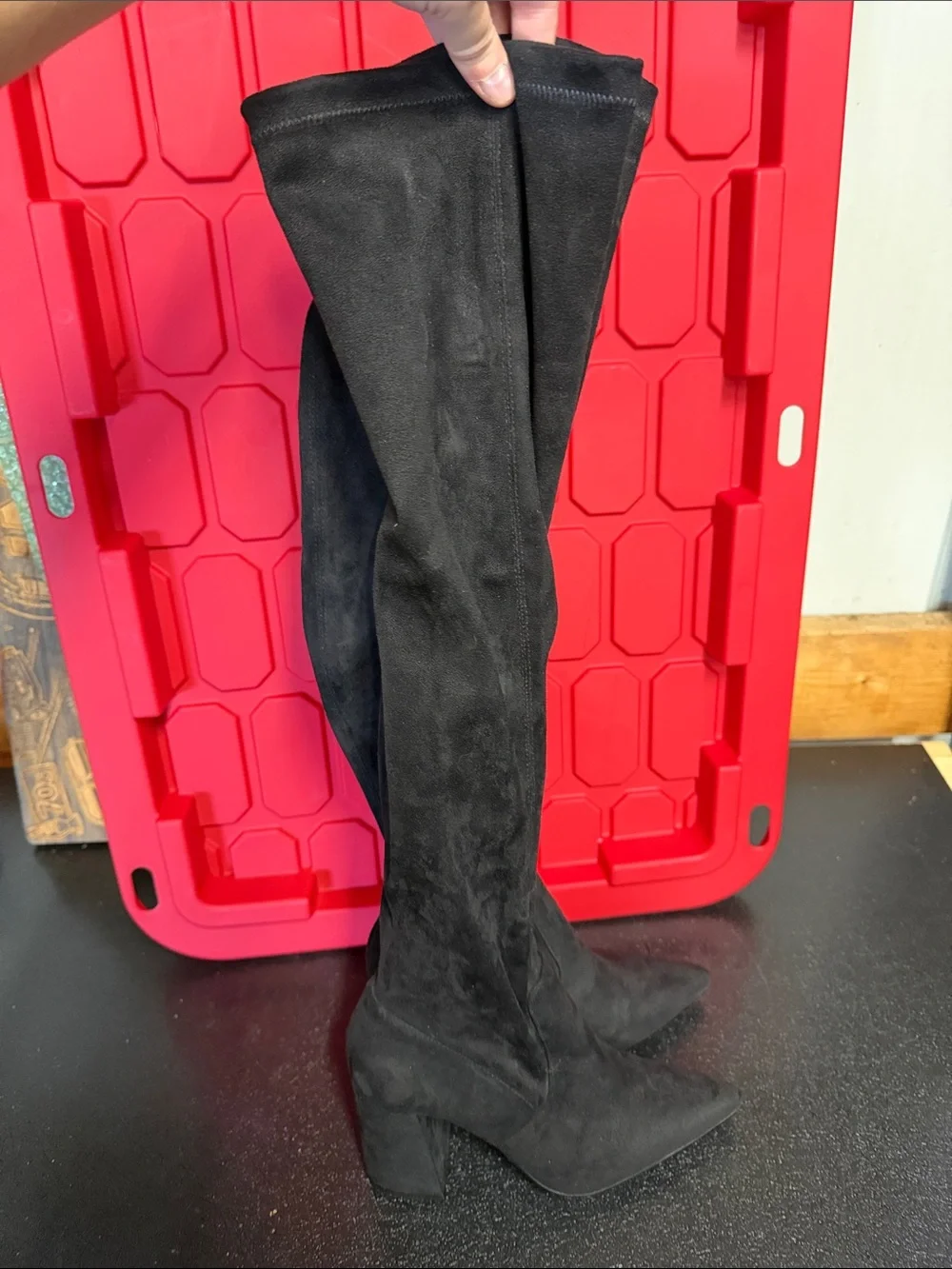 Steve Madden Black Over-the-Knee Pointed Toe Boots
